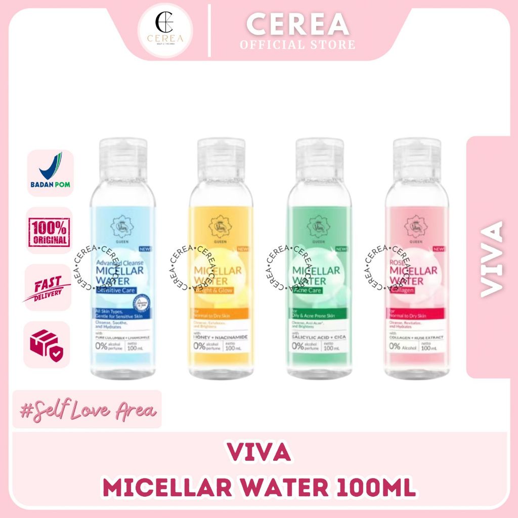 [BPOM] Viva Queen Micellar Water 100ML | MAWAR ROSE ACNE CARE SENSITIVE BRIGHT & GLOW