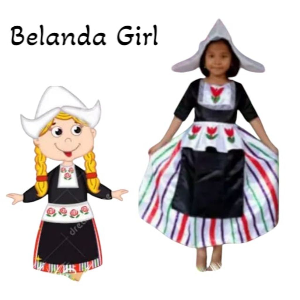 Belanda/Netherland/Holland/Baju Negara Belanda Girl/Pakaian Adat Tradisional Anak