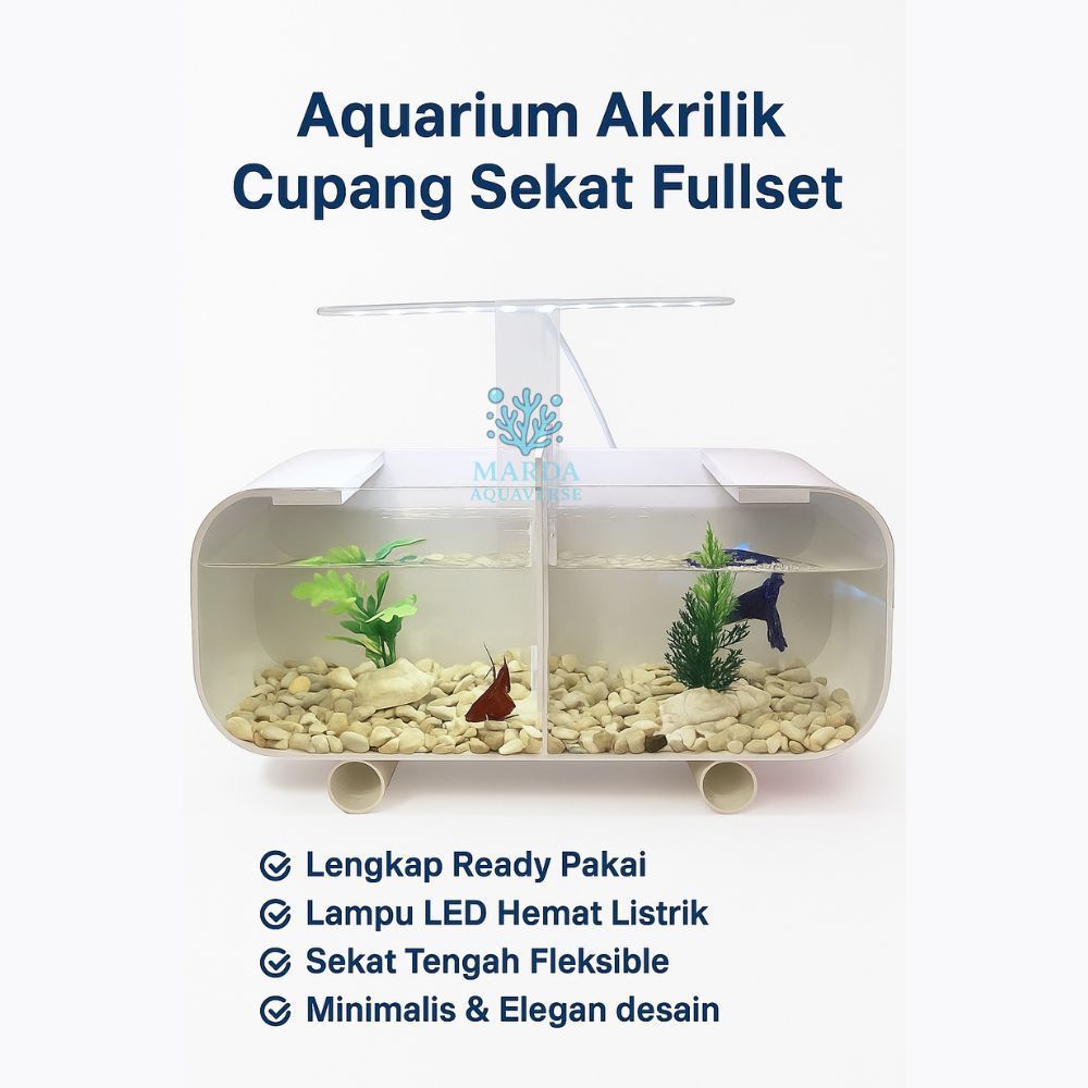 Aquarium Akrilik Sekat Khusus Cupang Fullset | Aquarium Pembagi Ikan Hias