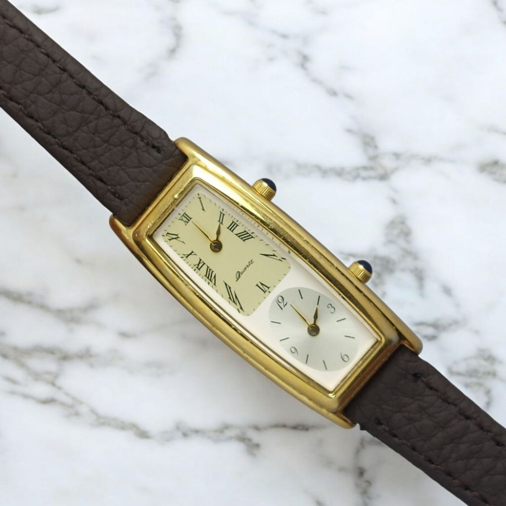 Jam Tangan Vintage Noevir Dual Time by Citizen Quartz Japan Movement