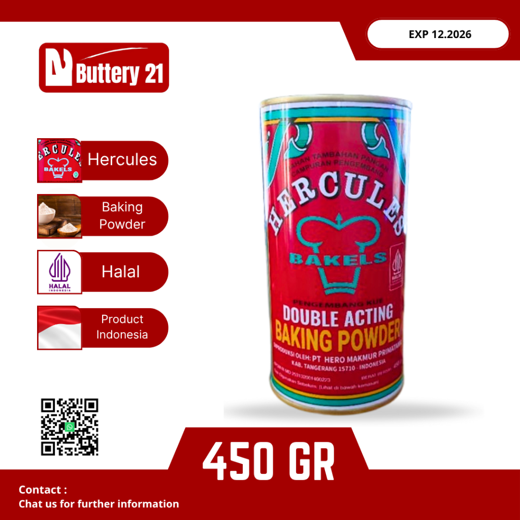 HERCULES BAKING POWDER DOUBLE ACTING 450 GR/BAKING POWDER/BAKELS BAKING POWDER/BAHAN KUE BAKING POWD