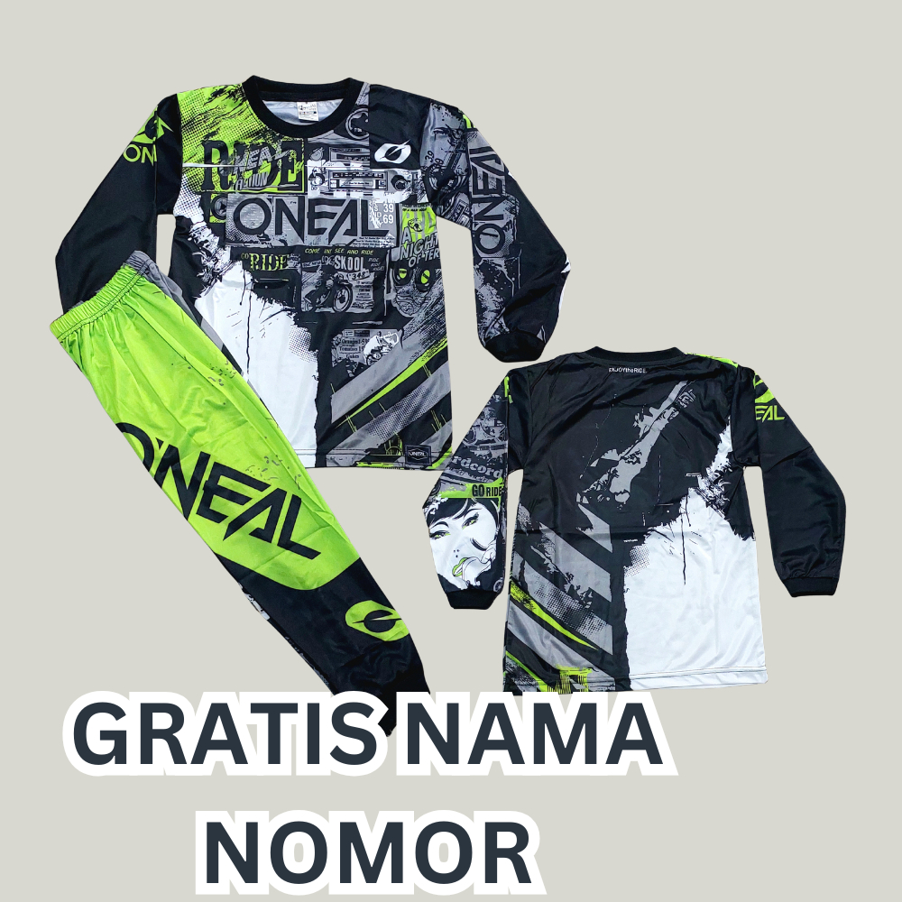 Setelan baju balap motor cross anak laki laki