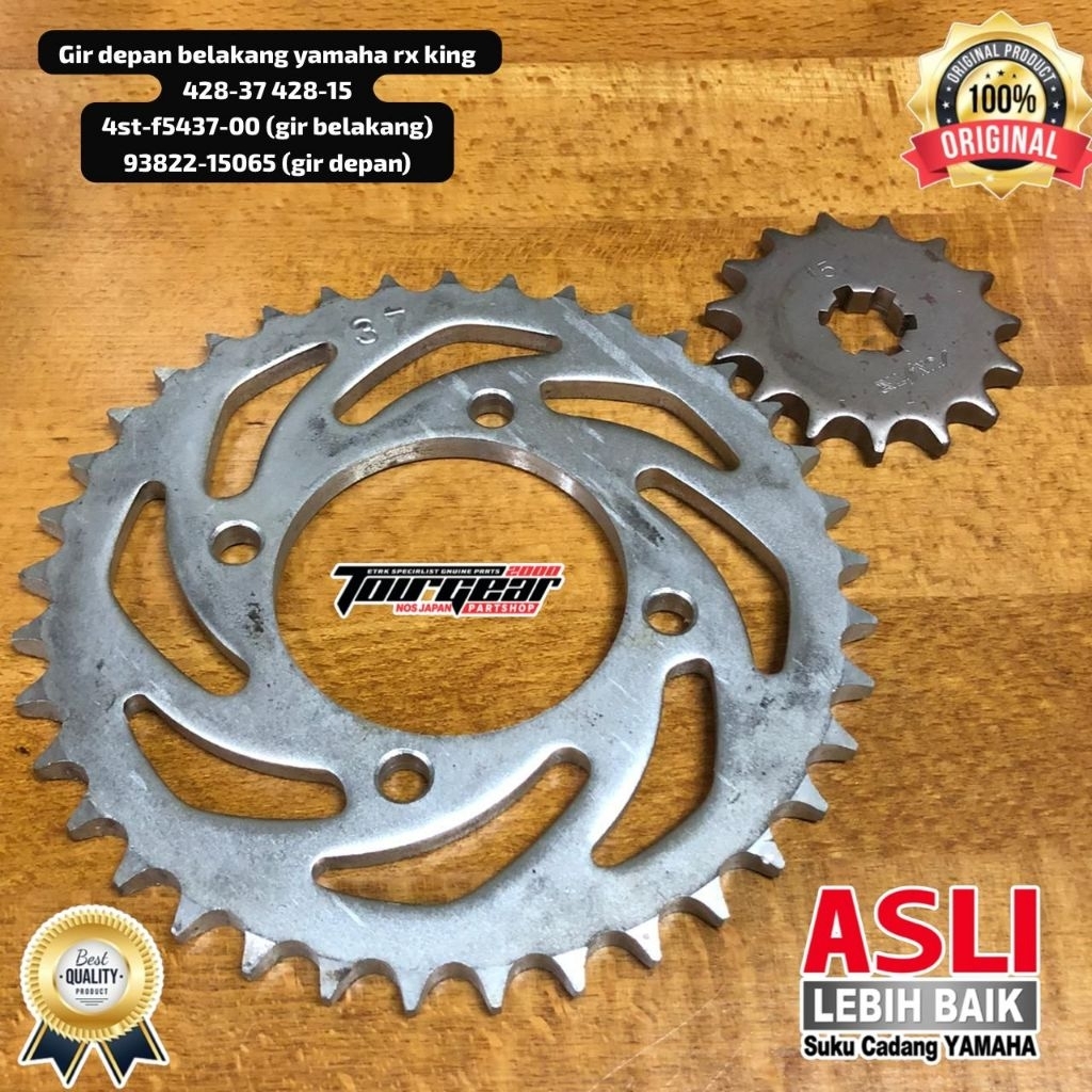 GIR DEPAN BELAKANG UKURAN 428-37 428-15 YAMAHA RX KING ORI LOSTPACK 4ST-F5437-00 93822-15065