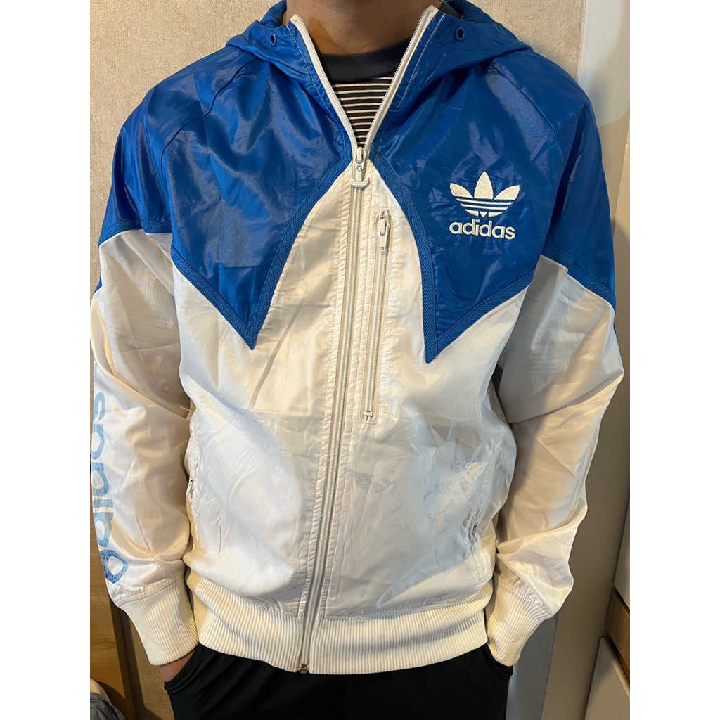 Jaket Olahraga Pria Adidas Vintage Original Men’s Sport Jacket Blue White Preloved Murah