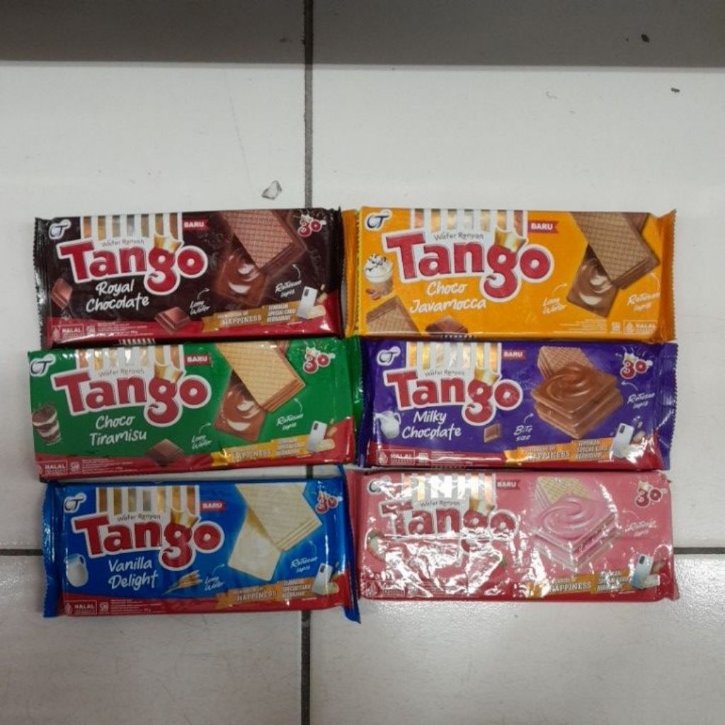 Tango wafer biskuit rasa COKLAT / VANILA / STRAWBERRY / CHOCO JAVAMOCCA / CHOCO TIRAMISU / MILKY CHO