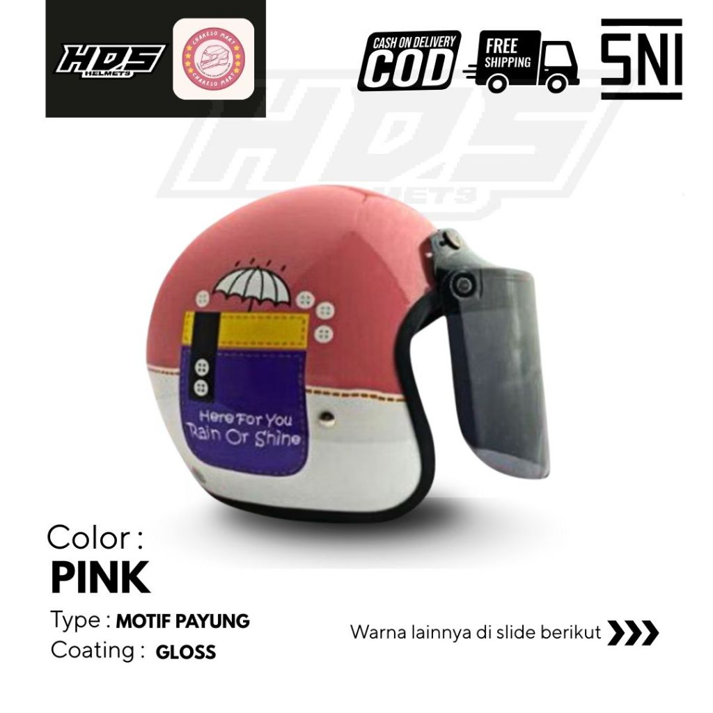 Helm Bogo Classic Dewasa Half Face Motif Lucu Vintage SNI HDS Helmet Motor Pria Wanita Hijab
