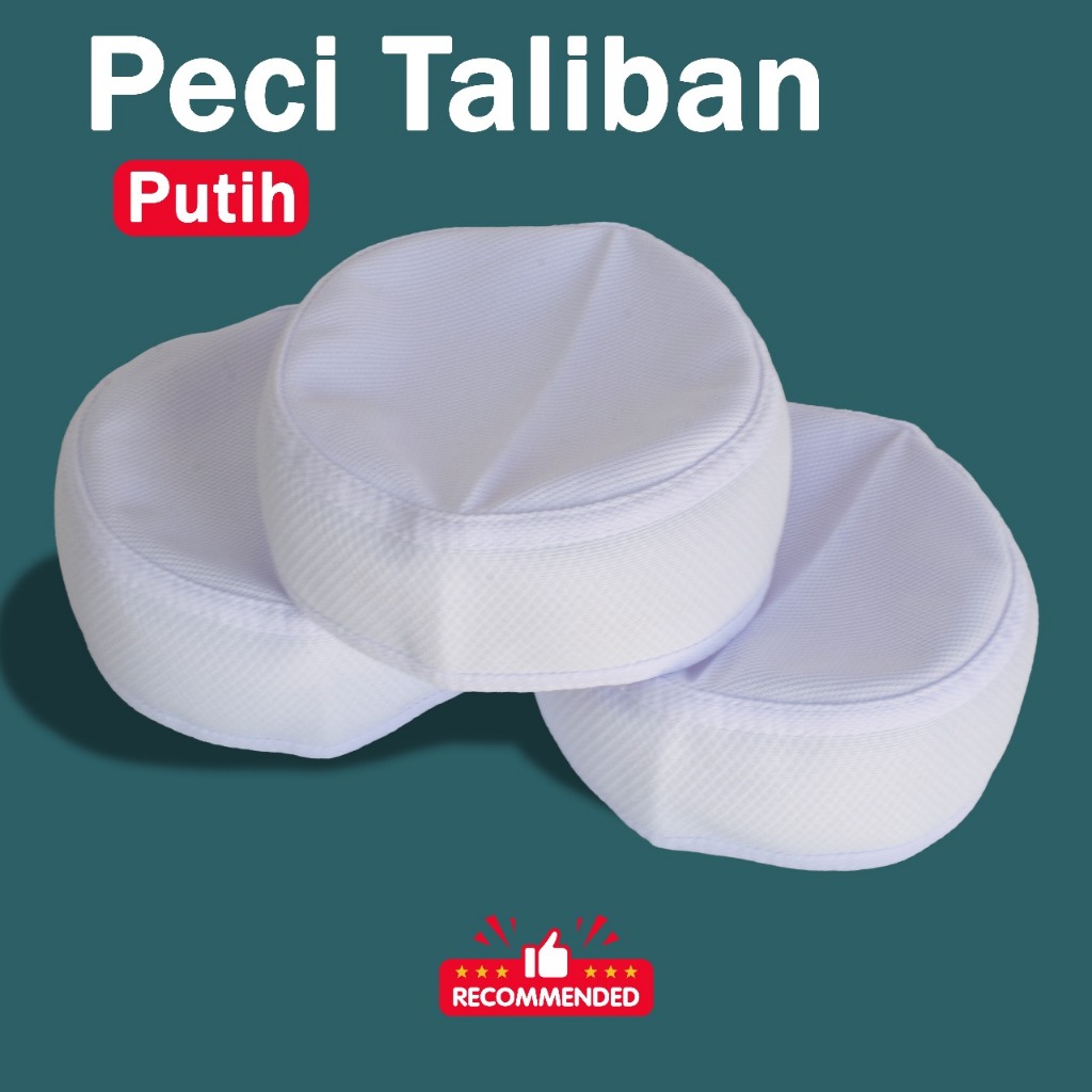 Peci talibann putih polos motif lubang kecil harga terjangkau kualitas bagus ukuran standar dewasa