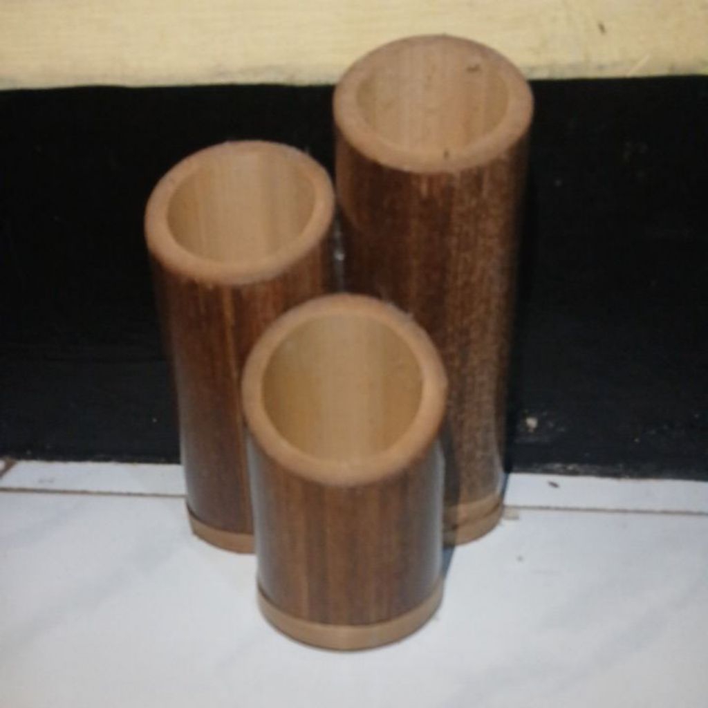 Wadah pensil bambu hitam unik dan menarik