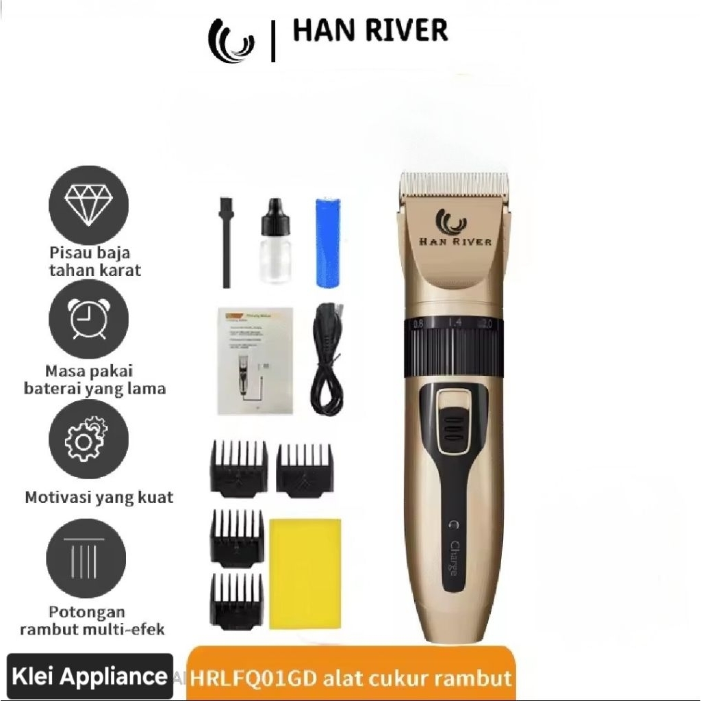 HAN RIVER alat cukur rambut baterai 1 set / hair clipper gold / Cukuran Rambut / Mesin Cukur