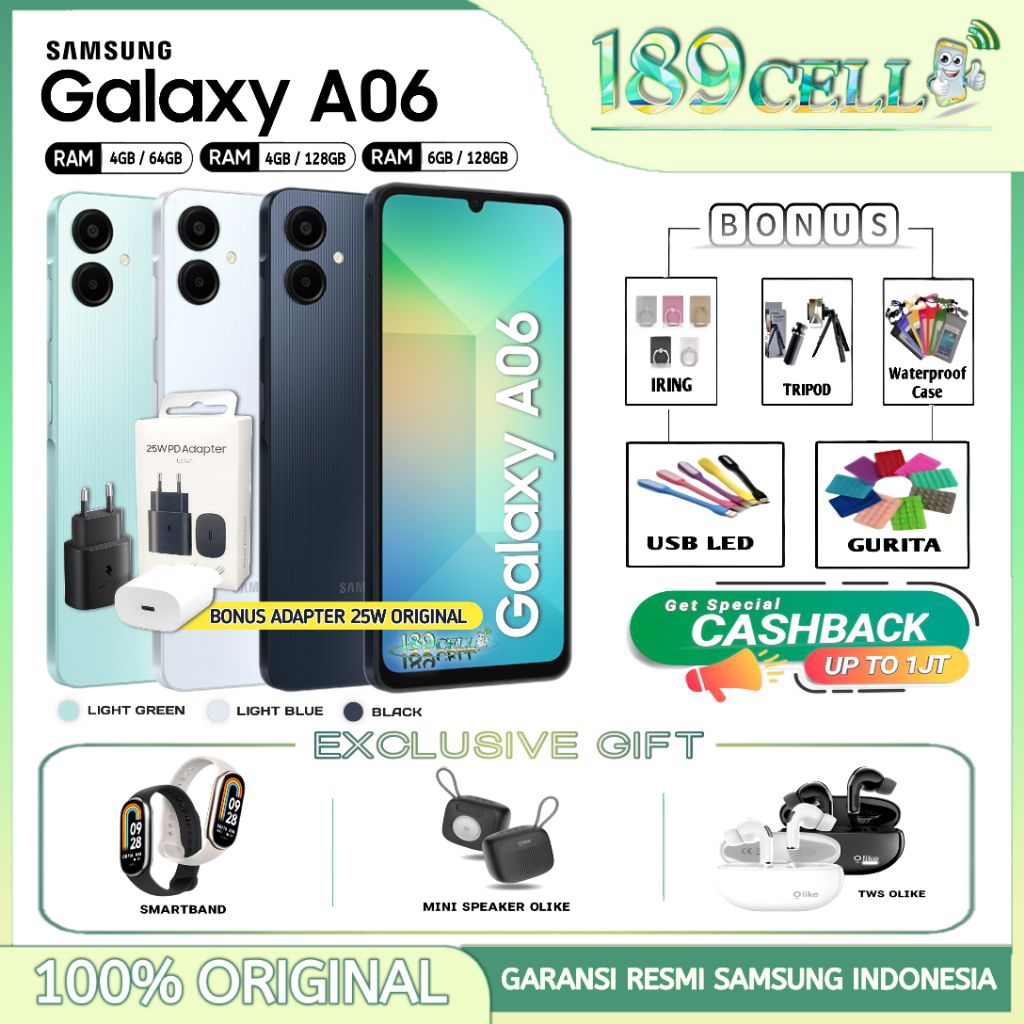 SAMSUNG GALAXY A06 [4/64GB] [4/128GB] [6/128GB] - 50MP Camera, MediaTek Helio G85 - GARANSI RESMI