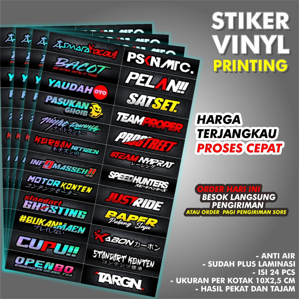 ISI 24 PCS / STICKER VINIL RACING / STIKER VINIL PACK / STICKER VINIL CUSTOM / STICKER VINIL MOTOR /