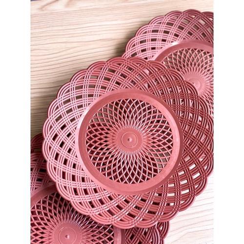 Piring Rotan Plastik 1 Lusin Murah/Piring Rotan Plastik Tebal
