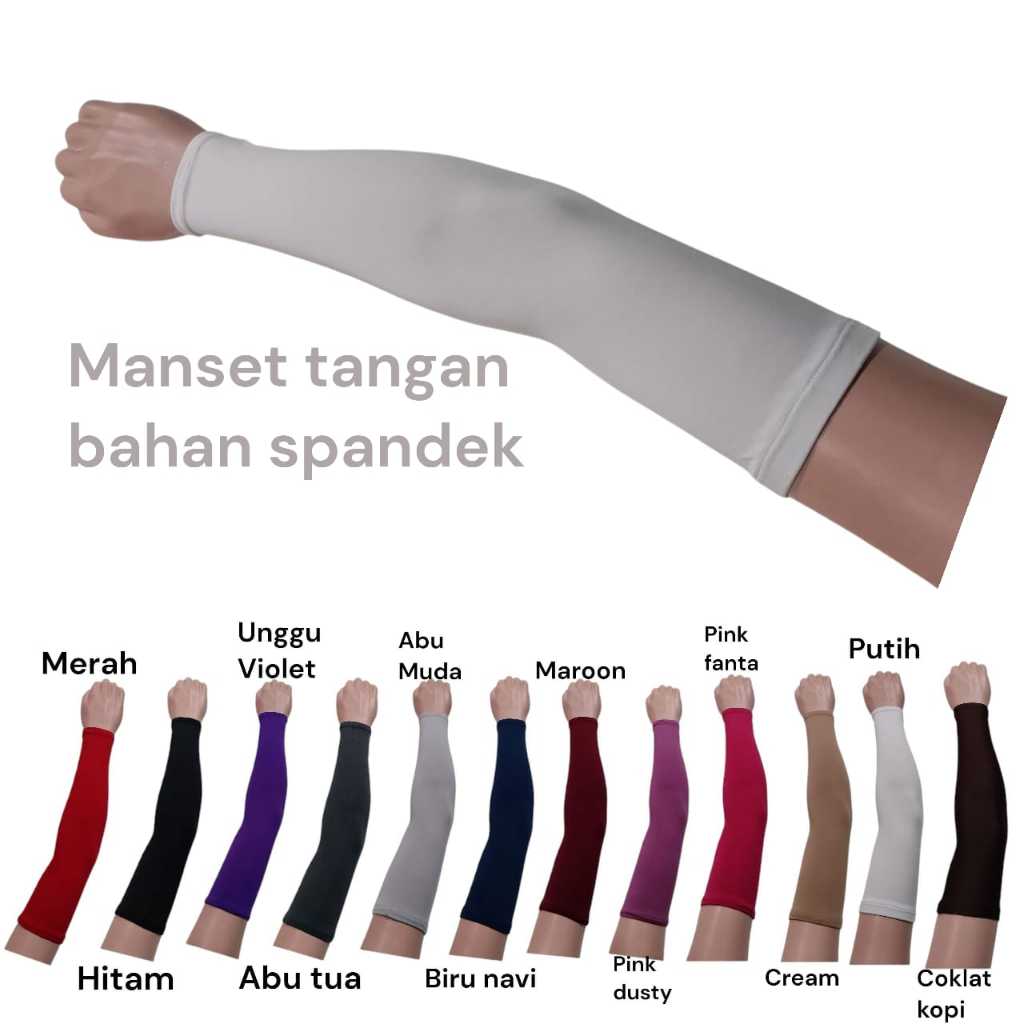 Manset Tangan Tebal Berkualitas Manset Polos Tebal Unisex Spandek Balon Premium Warna Putih