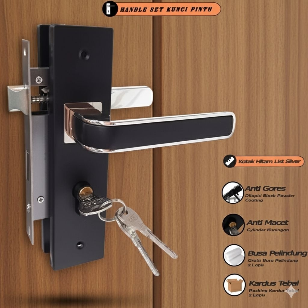 Store_Nolimit Handle Pintu / Gagang Pintu / Satu Set Pengunci Pintu Minimalis
