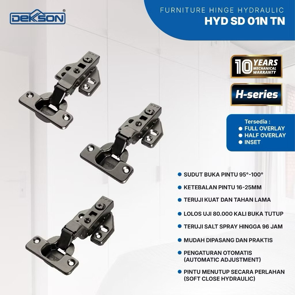 Engsel Sendok Slow Motion Dekkson / Dekson TITANIUM H SERIES (Lurus, 1/2 Bongkok, Full Bongkok)