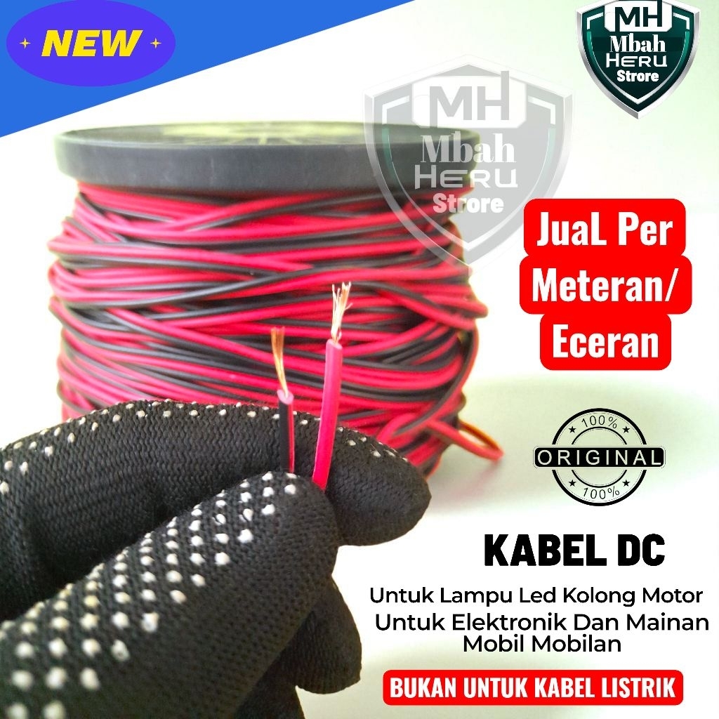 Kabel Serabut Merah Hitam 2×14 kabel Kecil