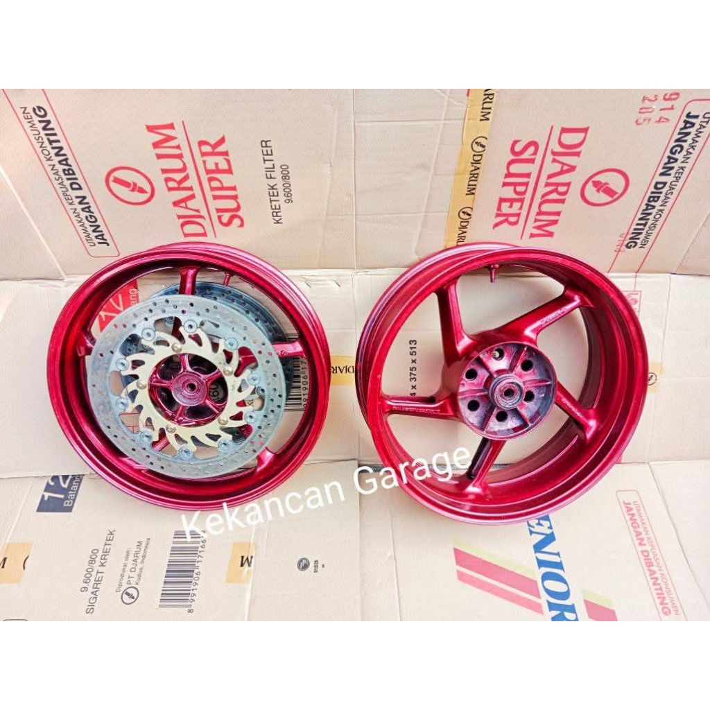 jual ecer terpisah velg depan belakang tapak lebar gambot velg delkevic double disk 3,5in 5,5in  bon