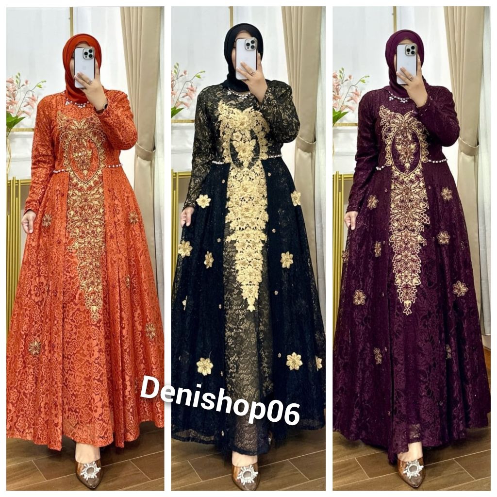 TERLARIS GAMIS BRUKAT /BORDIR PAYET<GAMIS BROKAT  BORDIR EMAS/GAMIS BROKAT  PREMIUM <GAMIS BROKAT PE