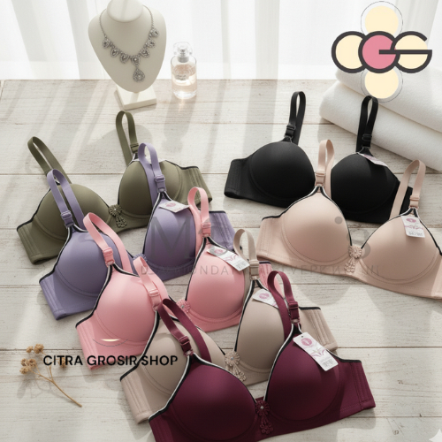 BRA BH Wanita Cup B Besar Toyazi Tanpa Kawat Busa Tipis Motif Polos BH TOYAZI 845 Size Jumbo