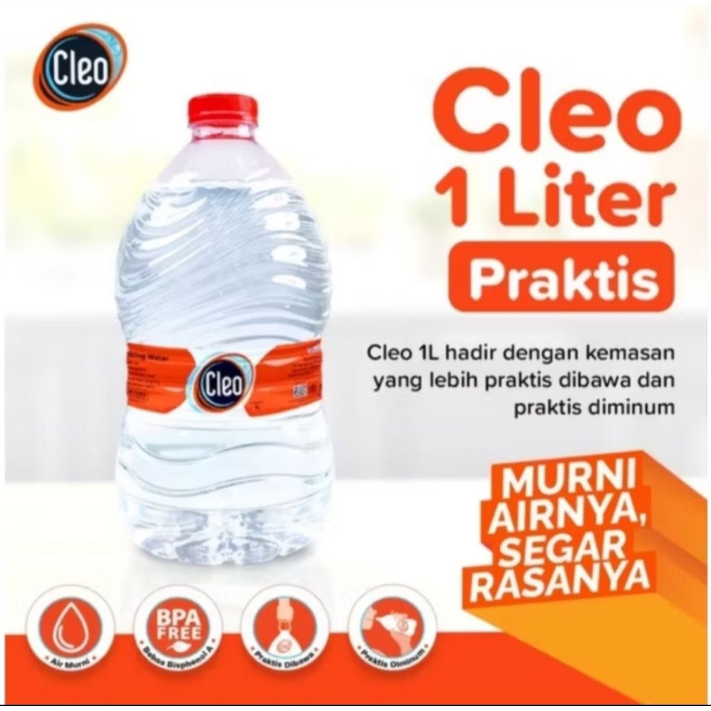 CLEO 1 LITER 1 DUS ISI 12 BOTOL(Bisa kirim luar kota)