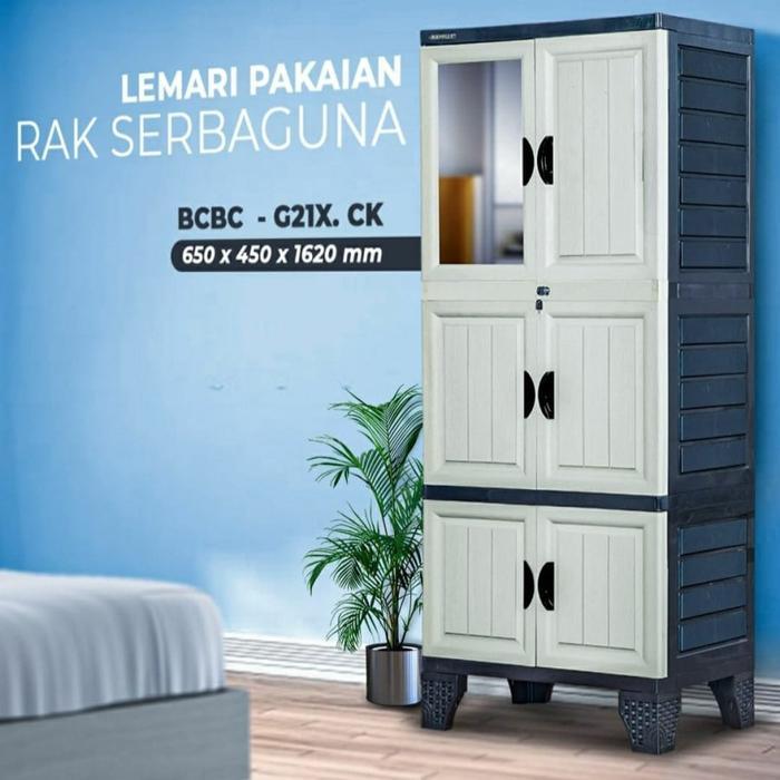 Napolly Lemari Pakaian  Rak + Cermin BCBC-R.21X.C2K Furniture