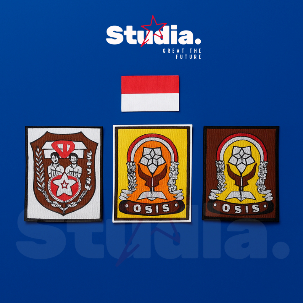 Studia - Emblem Bet Badge Saku Seragam Sekolah Putih / OSIS Bendera SD SMP SMA Patch Woven