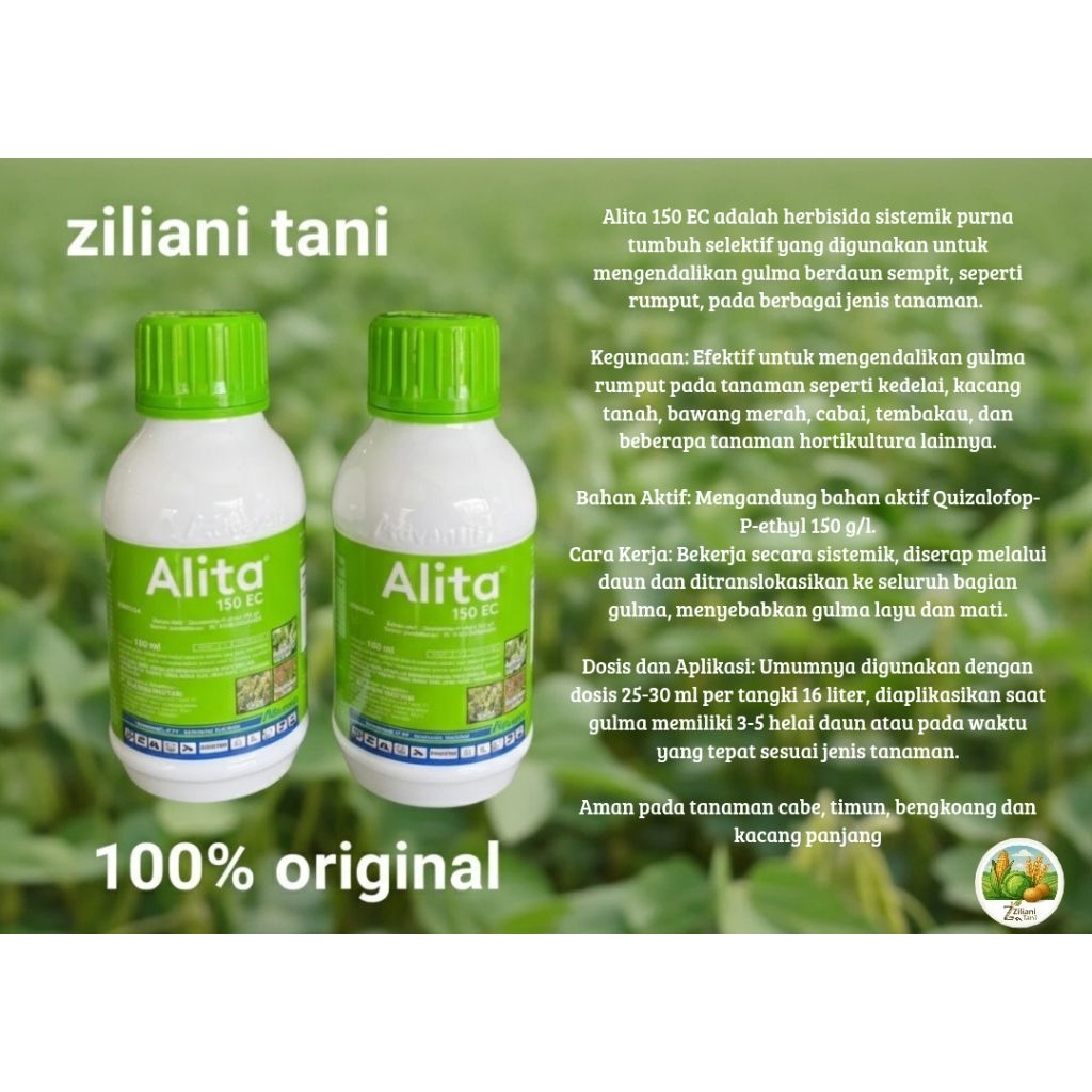 Herbisida alita 100ml, aman pada tanaman cabe,timun,bengkoang, dan kacang panjang