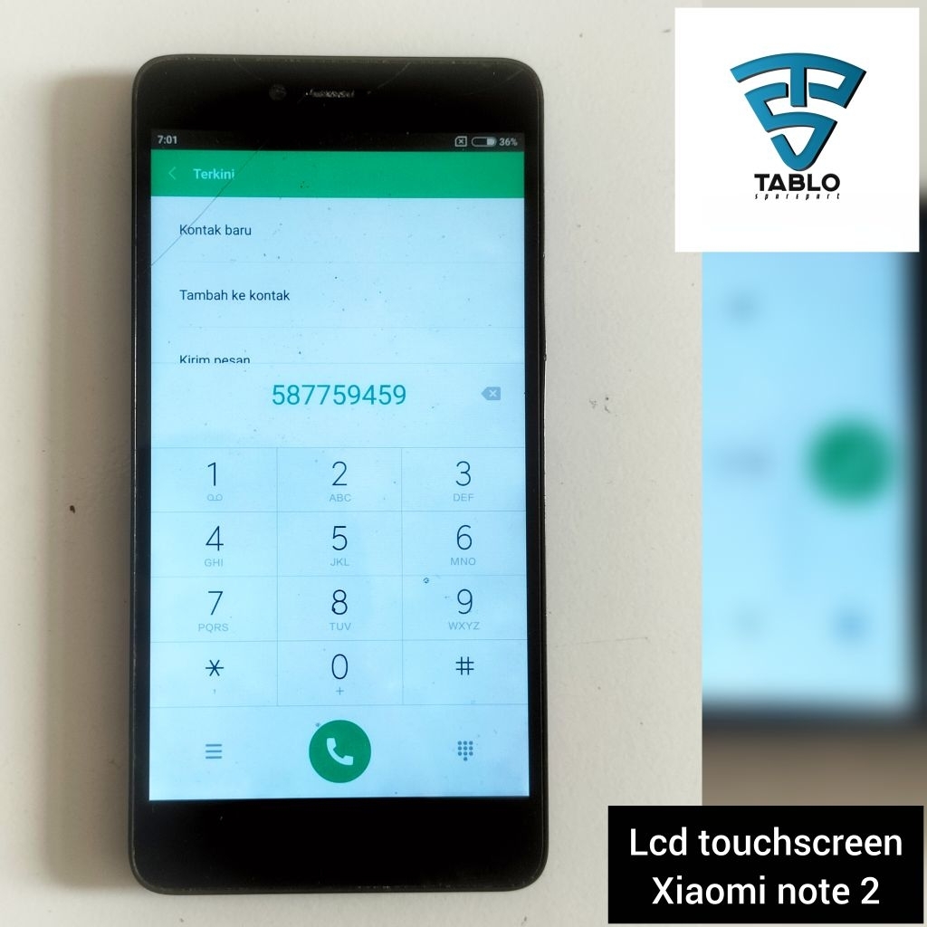 Lcd touchscreen frame Xiaomi note 2 retak normal