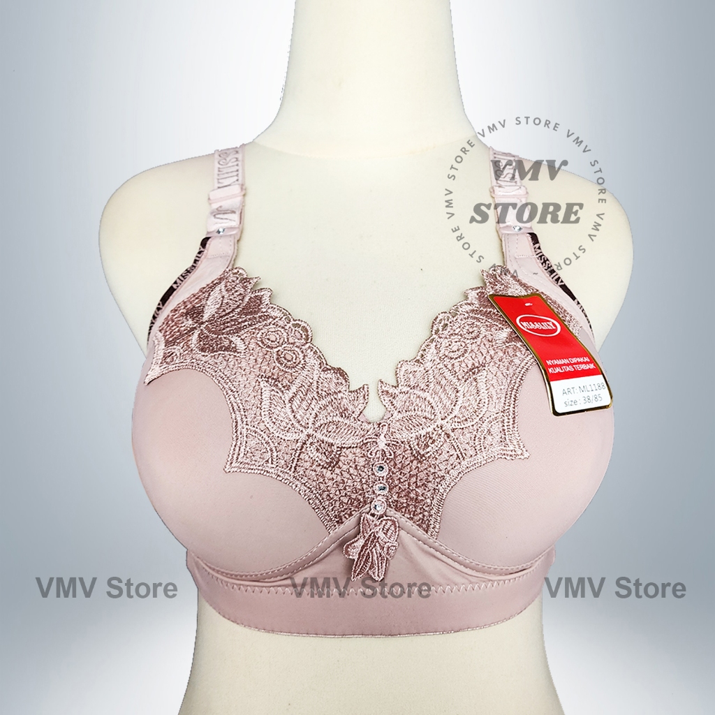 Bra Jumbo Cup C Tanpa Kawat Misslily ML 1188 Kait 3 Motif Bordir Sexy Bh Besar Miss Lily Original