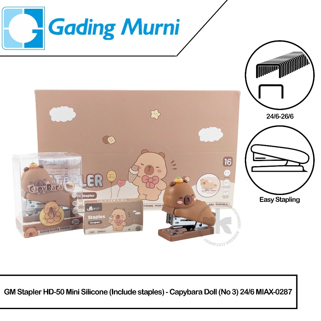 GM Stapler HD-50 Mini Silicone (Include staples) - Capybara Doll (No 3) 24/6 MIAX-0287