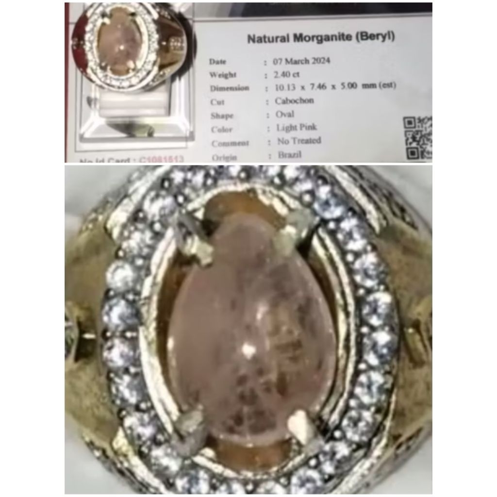 Natural Morganite Beryl + Memo, Kode A44