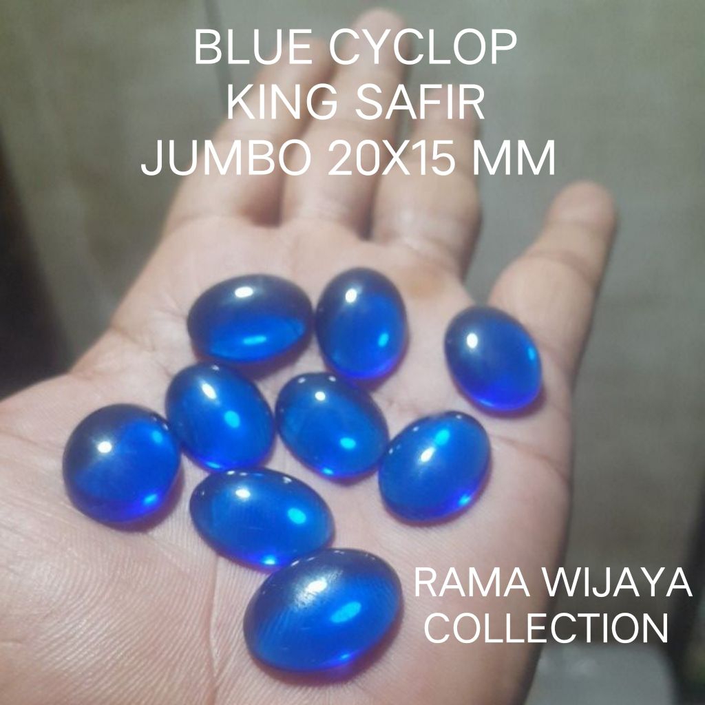 Batu Akik Blue Cyclop King Safir Jumbo 20x15 mm