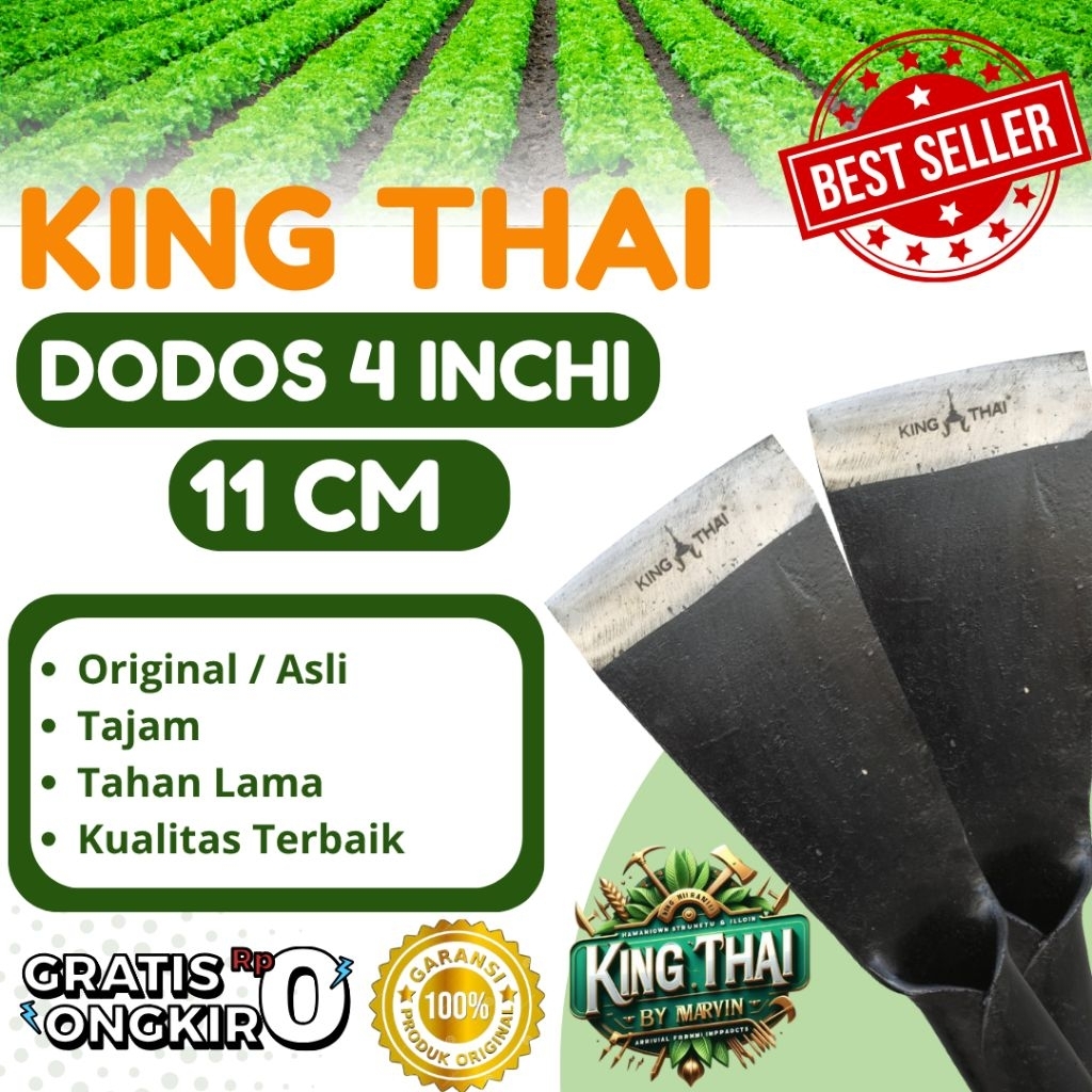 Dodos Sawit KING THAI 4 Inci (11 cm) - Alat Panen Sawit Tajam, Awet, Original Asli, Gagang Kuat & Ri