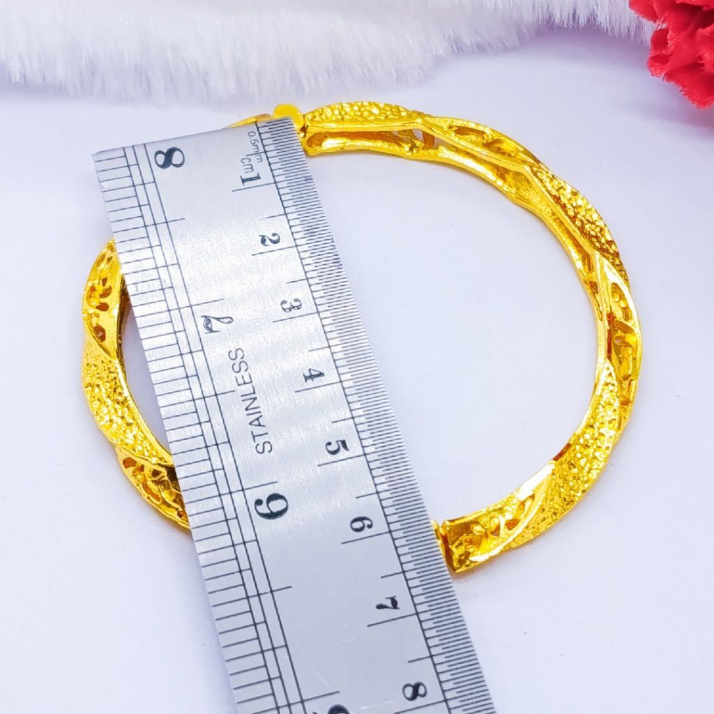 GELANG KERONCONG BANGKOK GELOMBANG UKIR PASIR PERHIASAN BANGKOK LAPIS EMAS 24K