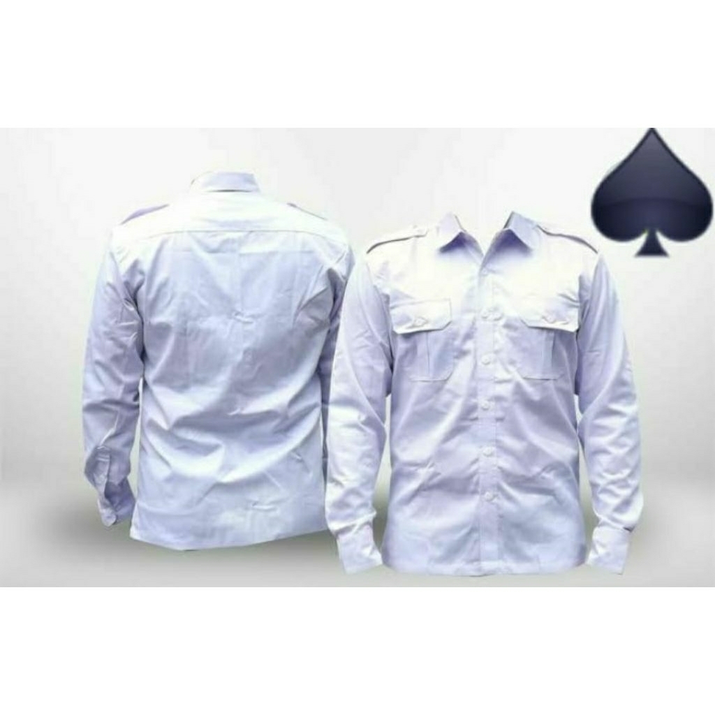 BAJU PDH PUTIH POLOS LENGAN PANJANG