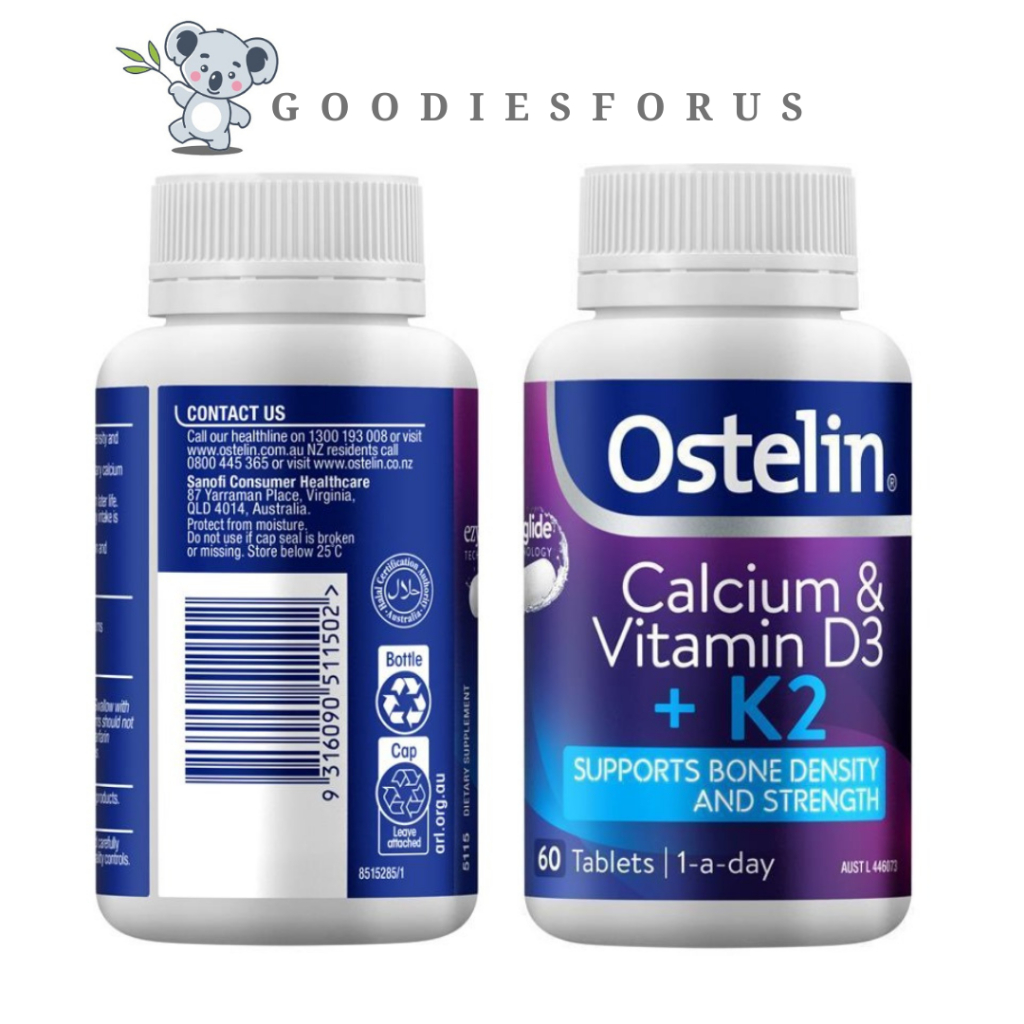 Ostelin Calcium & Vitamin D3 + K2 60 Tablets/ Vitamin Calcium D3 3000 K2 180mg