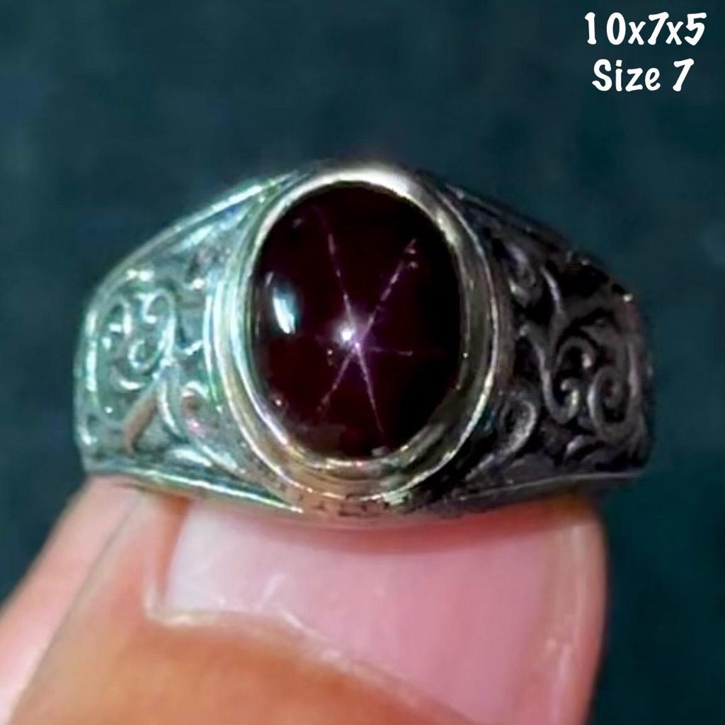 Cincin Batu Akik Natural Garnet Star (asli alam)