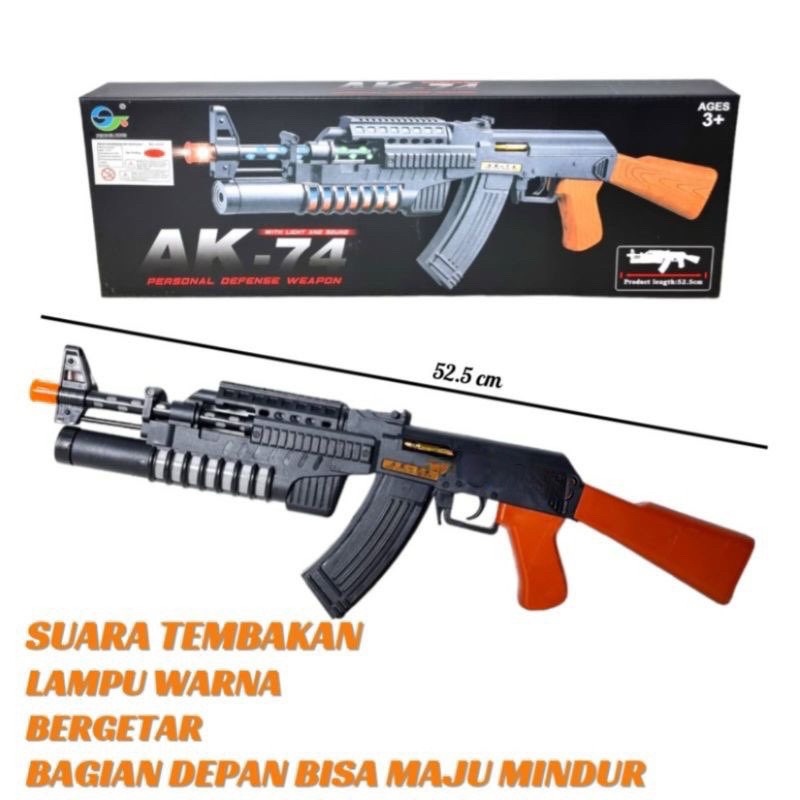 Pistol Mainan AK-74 Suara Tembakan Bergetar || Pistol Mainan AK-74 Suara Dan Lampu Bergetar