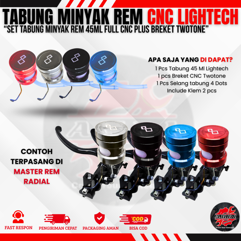 Tabung Minyak rem LIGHTECH merah hitam universal set tabung minyak REM LIGHTECH TABUNG BONAMIC1