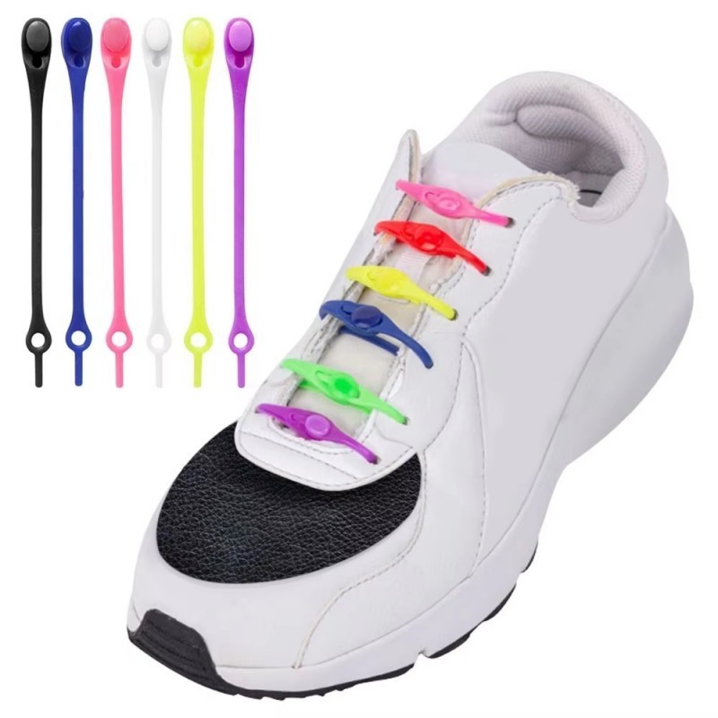 12PCS Tali Sepatu Karet Modern Elastis Lazy Lace Universal untuk Sepatu Wanita Pria Unisex Tali Sepa