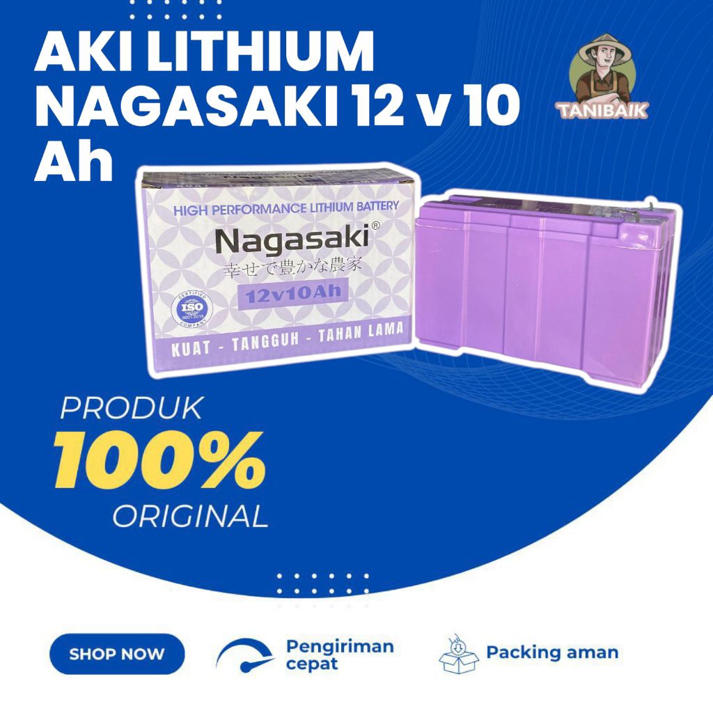 Aki Nagasaki 10 Ah 12 v Lithium UPS Sepeda Listrik Tangki Sprayer Elektrik Baterai Selis