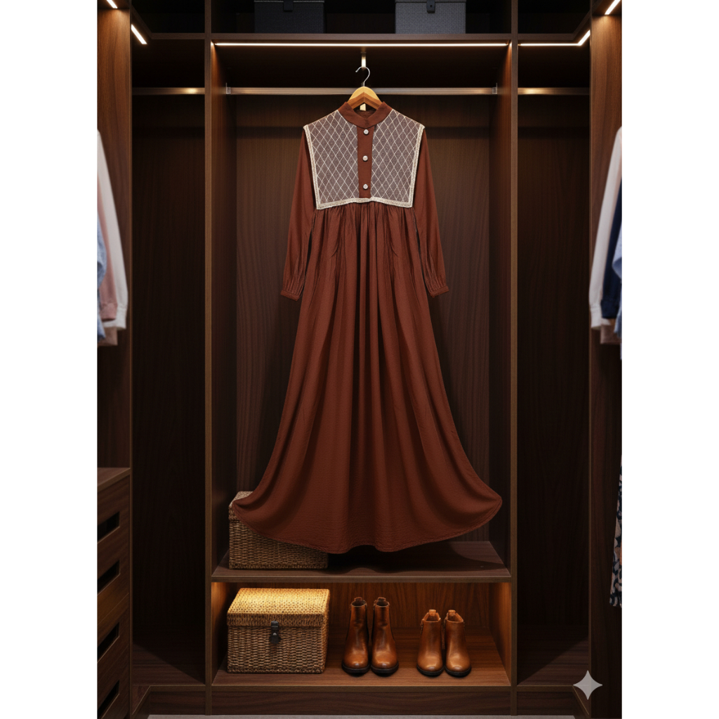 Gamis Couple Ibu dan Anak Baju Dress Gamis Anak Perempuan Rayon Mix Brukat