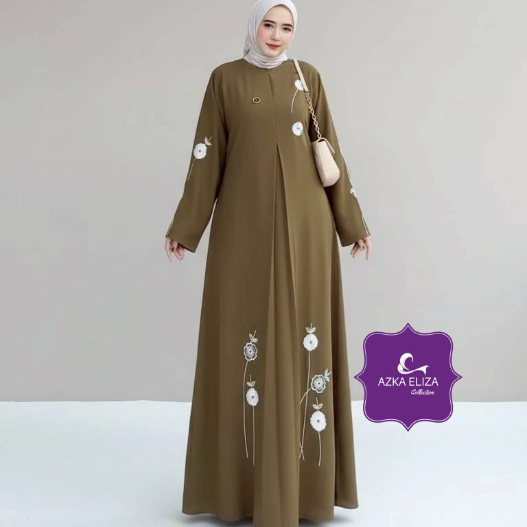 AZKA ELIZA - Dress Wanita Terbaru Baju Gamis Muslim Motif Bordir Kekinian