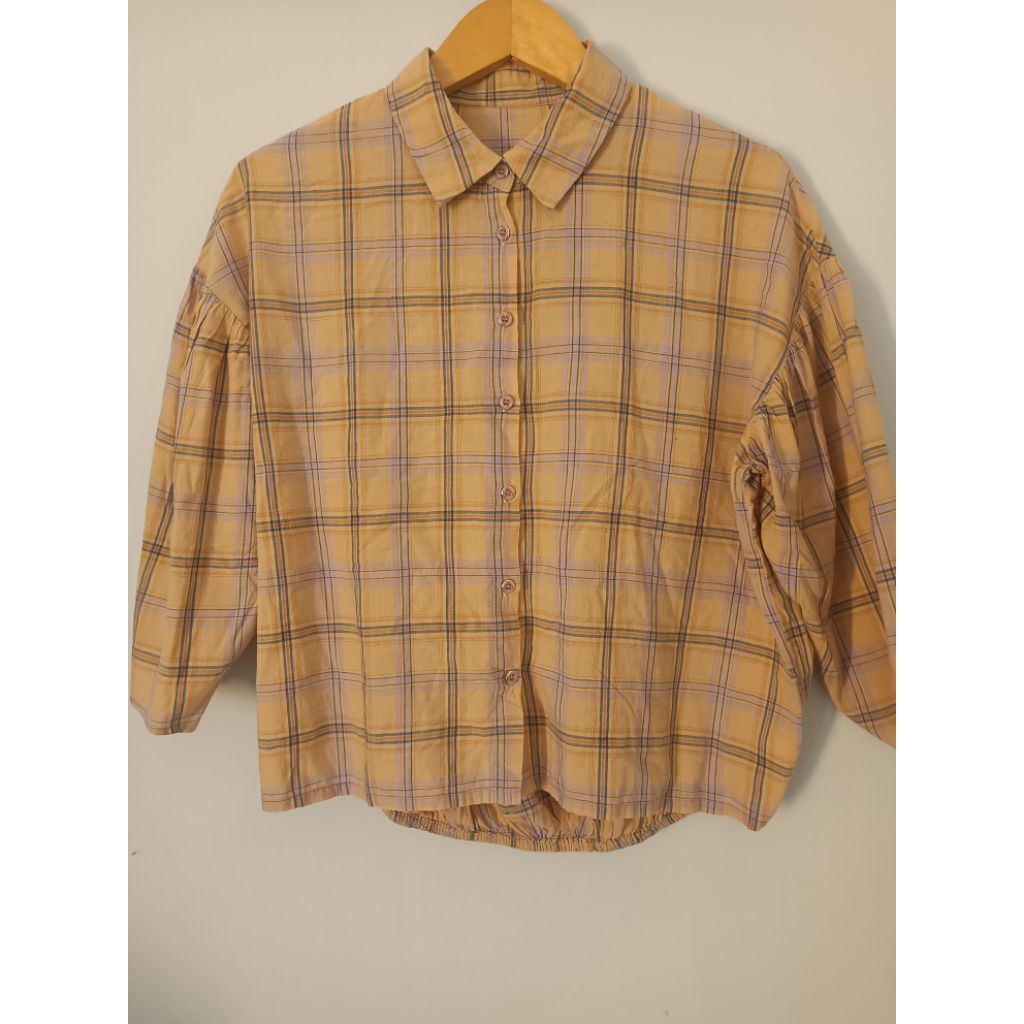 PL atasan baju kemeja  blouse kotak kotak crop