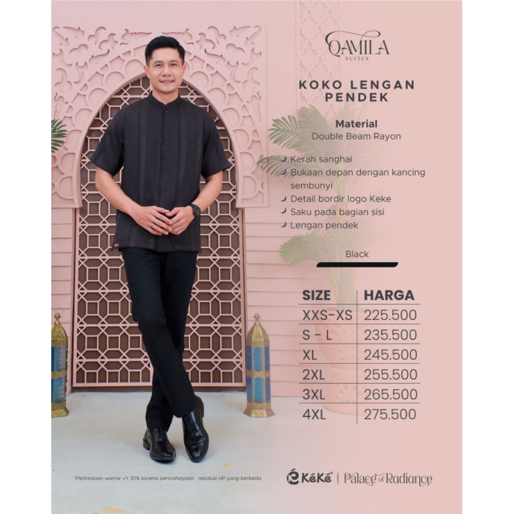 QAMILA SERIES BY KEKE KOKO LENGAN PENDEK WARNA HITAM, KOKO LENGAN PENDEK QAMILA HITAM BY KEKE, KOKO 