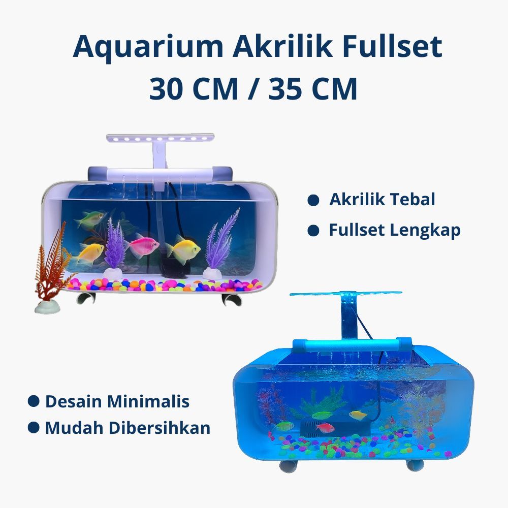 Aquarium Akrilik Estetik 30cm / 35cm Fullset | Aquarium Hias Cupang Minimalis