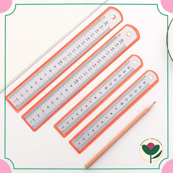 Penggaris besi stainless steel ruler 15 cm 20 cm 30 cm MK2063