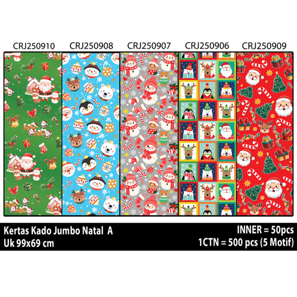 Kertas Kado JUMBO NATAL, kertas kado christmas, bungkus kado, kertas kado