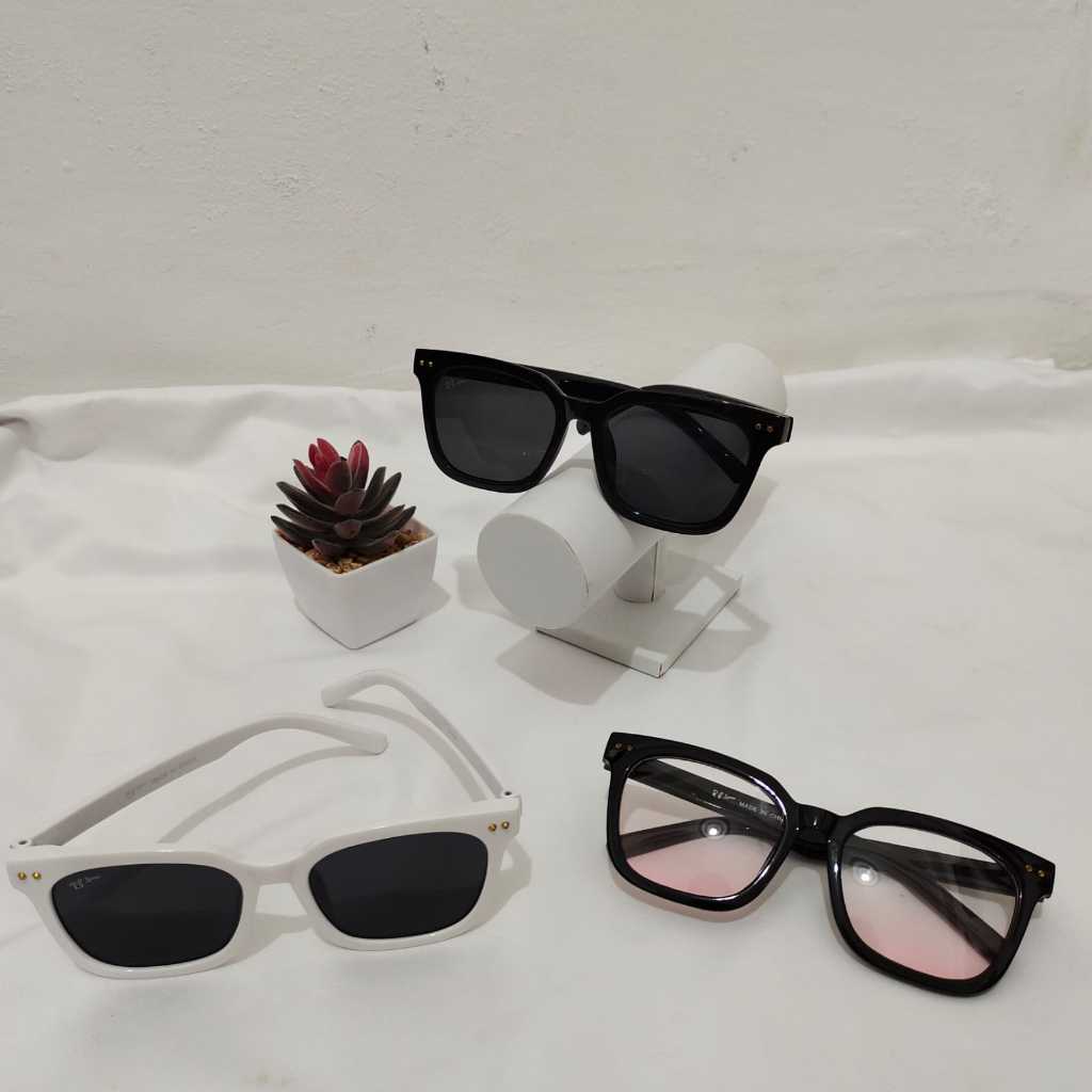 kt 276 Kacamata KOTAK HITAM New Fashion Korea Keren Sunglasses Pria Wanita Kaca Mata Gaya Riben