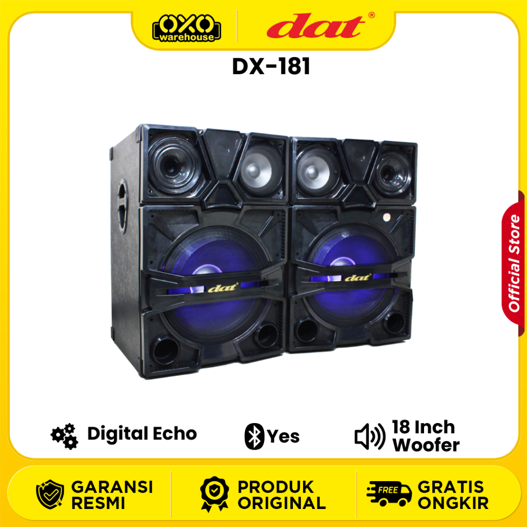 DAT Speaker Aktif DX-181 Bluetooth Double Woofer 18” Super Power Karaoke Function Garansi Resmi